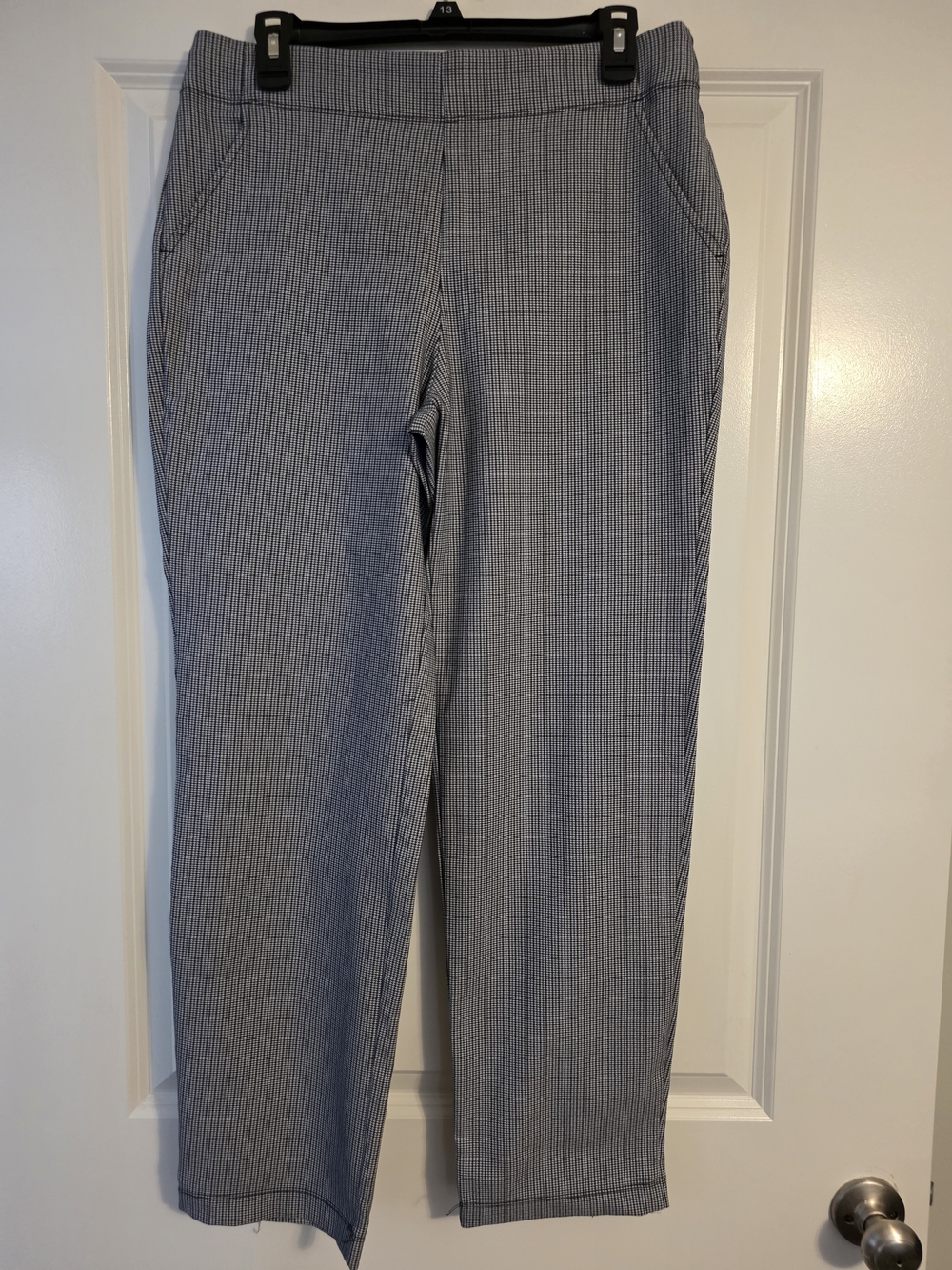 Max Studio Blue-Gray Mini-Check Cropped Chinos